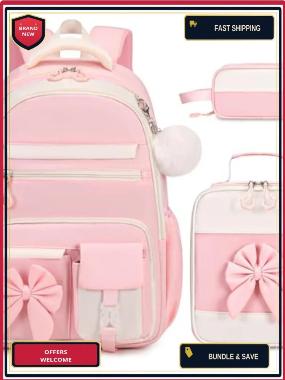 Kids Backpack Set with Lunch Bag and Pencil Case Waterproof